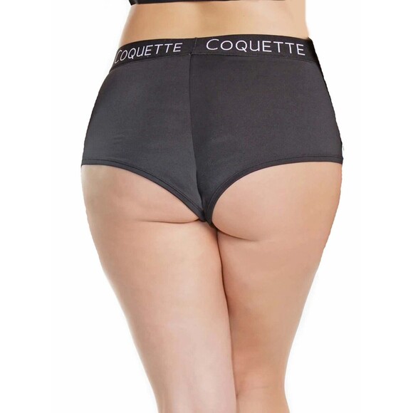 Microfiber Booty Shorts Womens Plus Size OSXL Black Elastic Logo Boyshorts - Picture 9 of 9